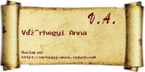 Várhegyi Anna névjegykártya